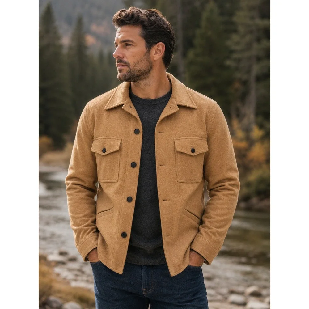 Vintage Pendleton Wool Cruiser Jacket Tan Camel Mens Large Made in USA Button Up
